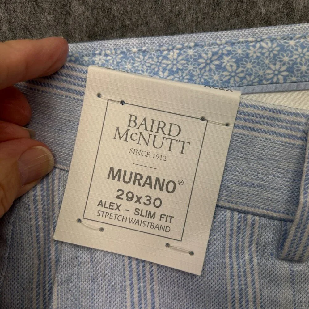 Murano Baird McNutt Alex Slim Fit Linen Pants Men's Size 29 X 30 Light Blue NWT